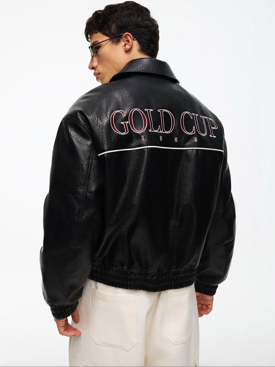 Bershka Graphic Leather Effect Jacket - left view