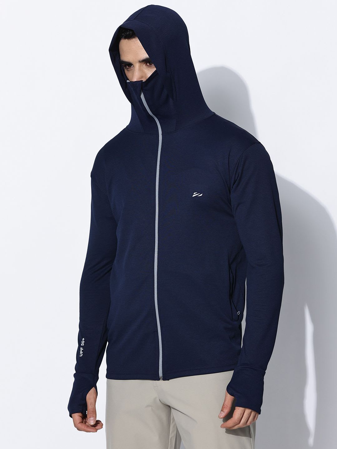 BLUE TYGA Men Lightweight Hooded UV Protection Sunscreen Jacket - back view