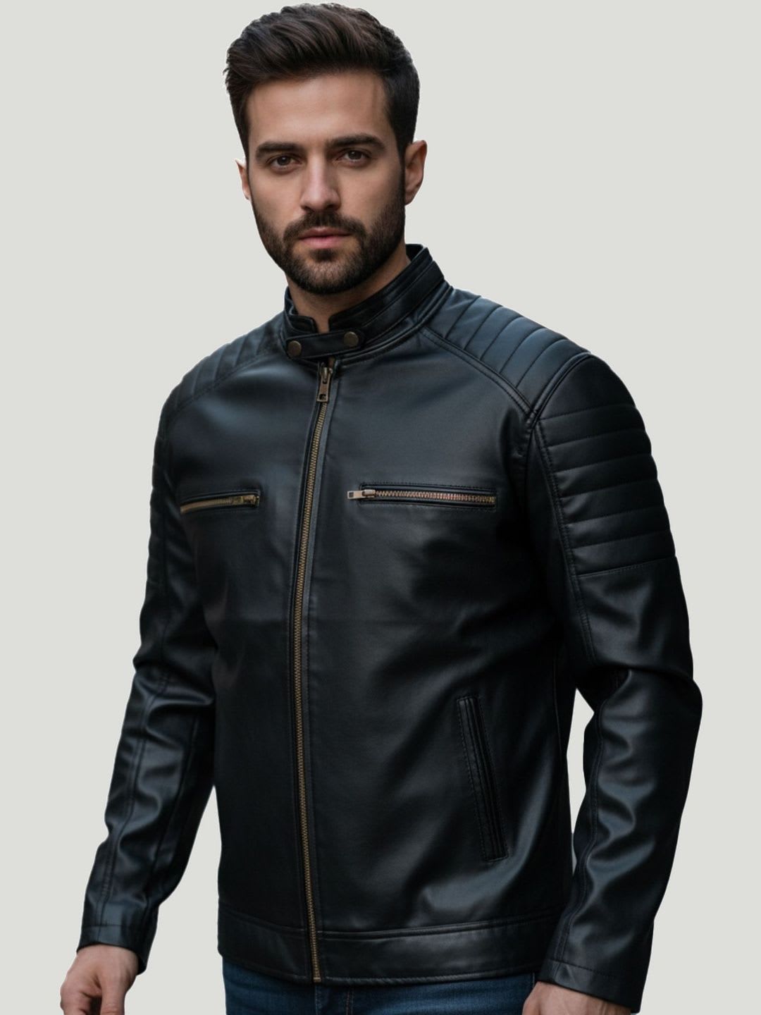 Leather Retail Lightweight Biker Jacket - default view