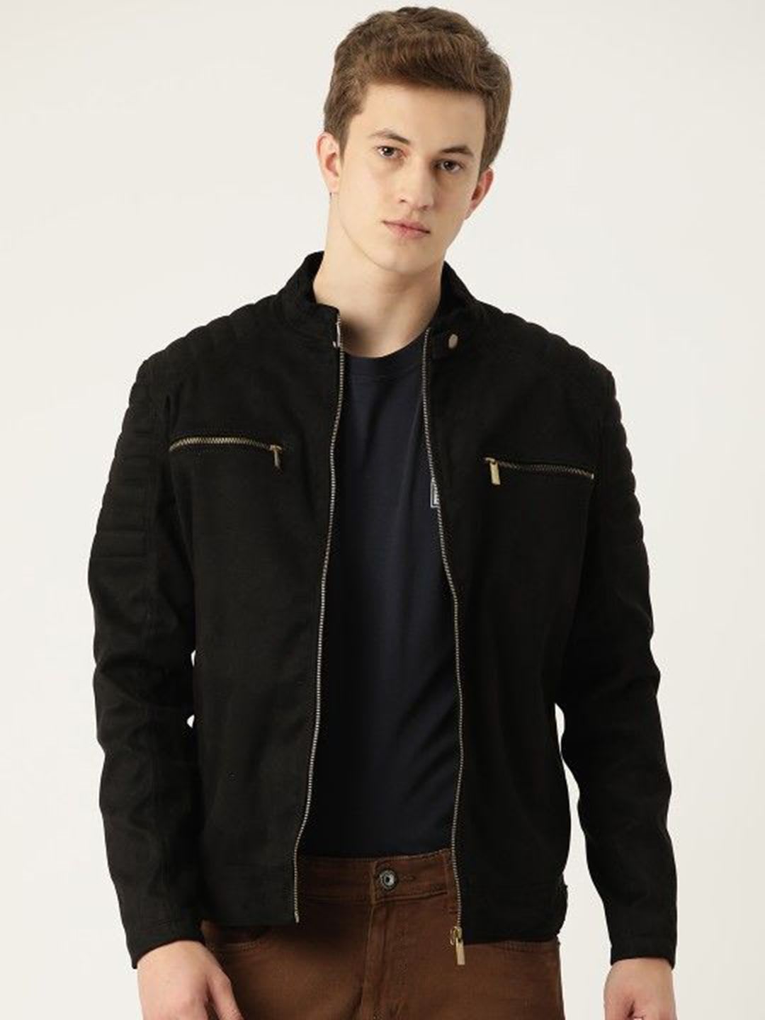 Leather Retail Men Suede Lightweight Biker Jacket - default view