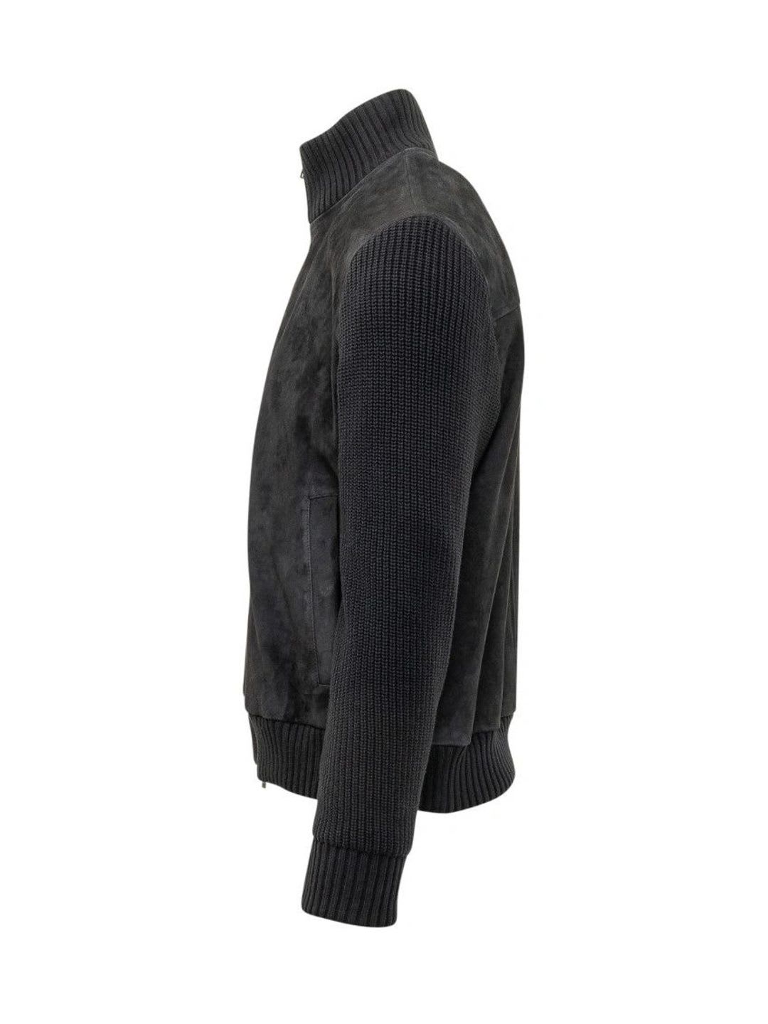 BOSS Men Leather Bomber Jacket - back view