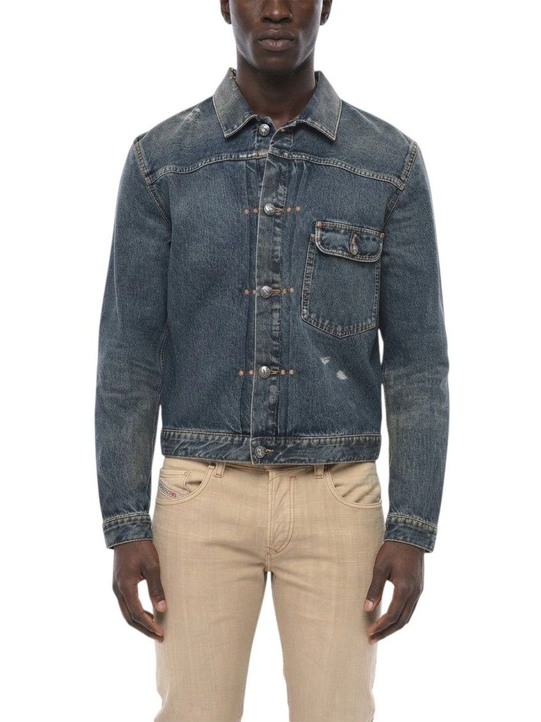 Palm Angels Men Brand Logo Denim Jacket - default view