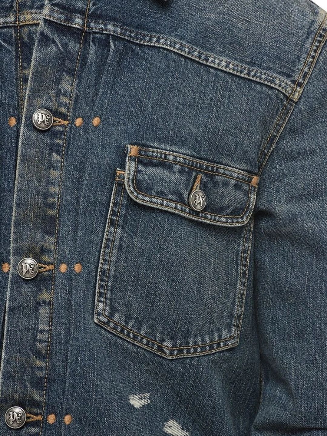 Palm Angels Men Brand Logo Denim Jacket - back view