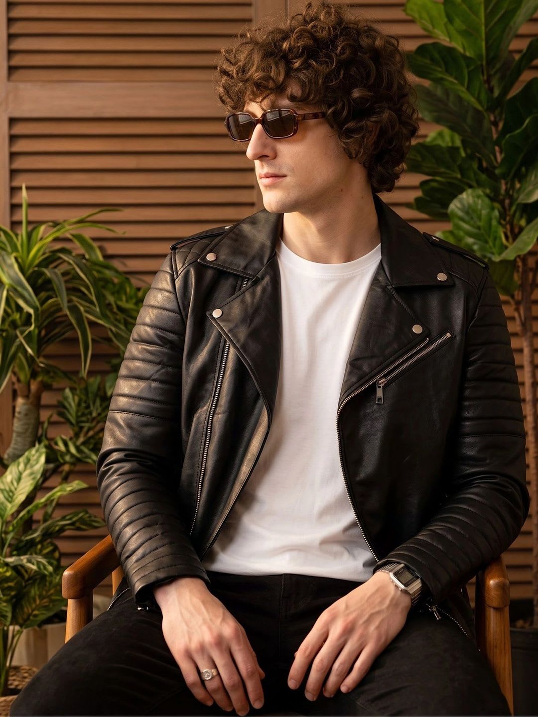 Leather Retail Men Outdoor Biker Jacket - default view