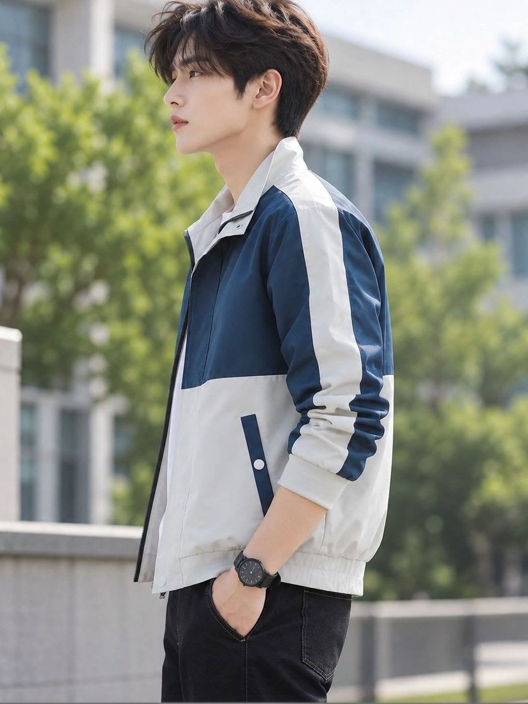 Mast & Harbour Men Colourblocked Lightweight Running Bomber Jacket - left view