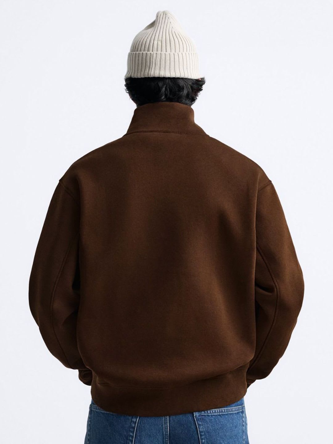 MISCHIEF MONKEY Men Mock Collar Solid Sweatshirt - right view