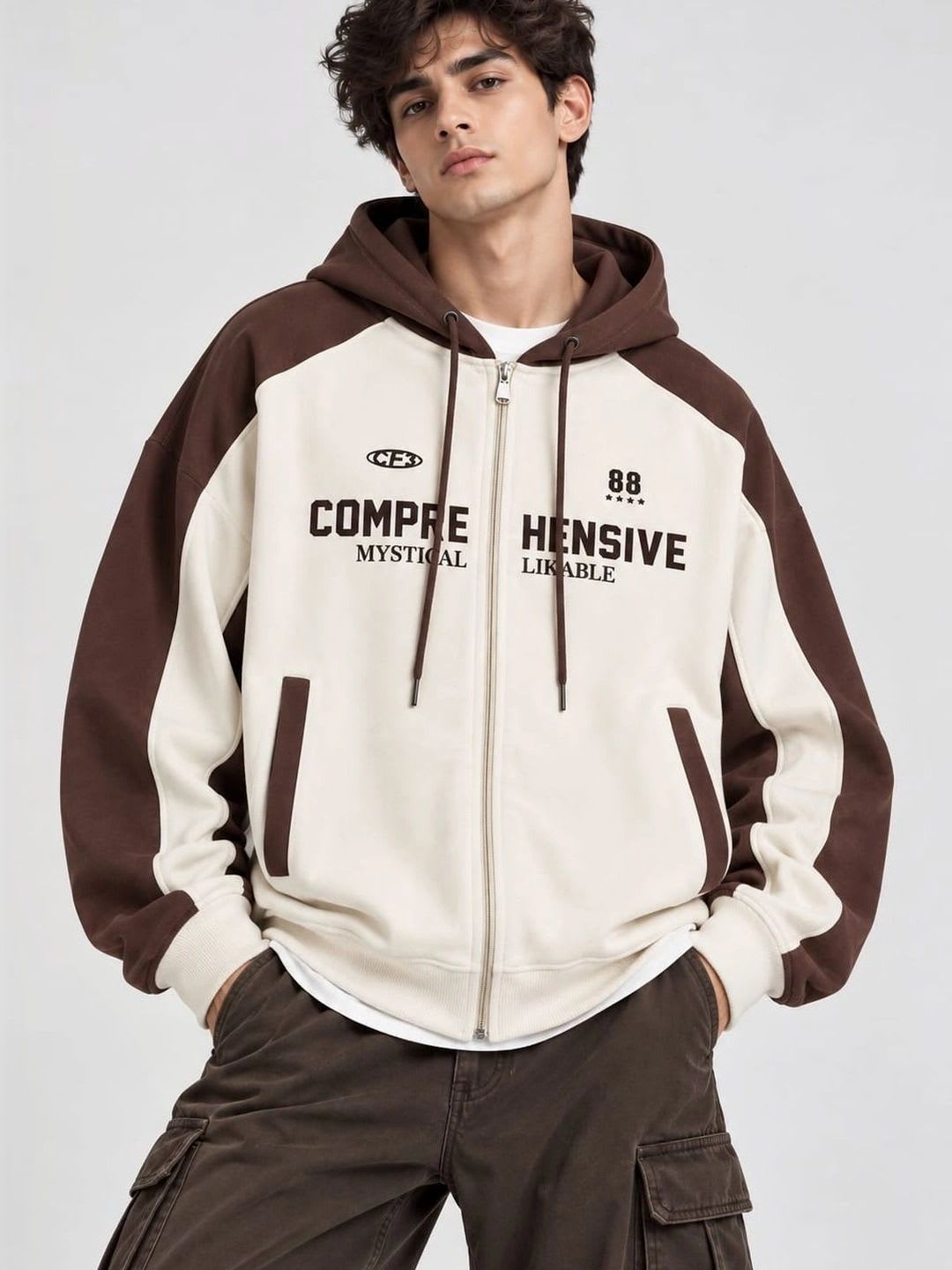 Mast & Harbour Men Colourblocked Hooded Sweatshirt - default view