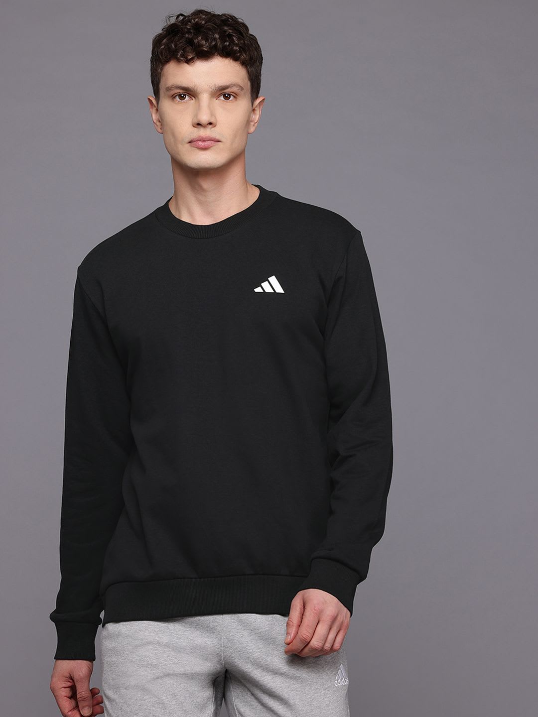 ADIDAS Brand Logo Detail Round Neck Sweatshirt - default view