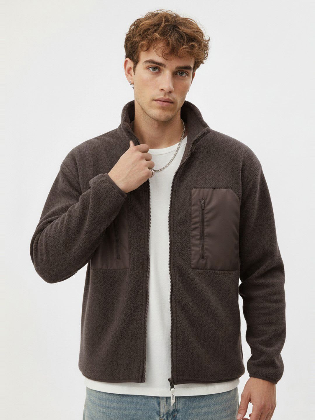 glitchez Mock Collar Sherpa Sweatshirt - default view