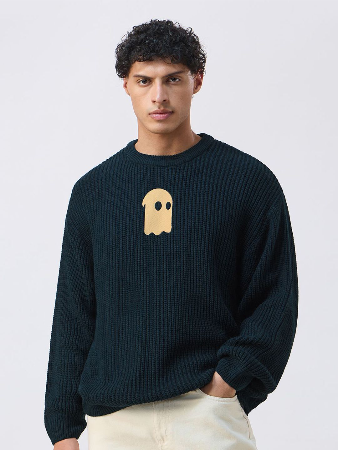 The Souled Store Printed Ocean Haze Men Self Design Sweatshirt - default view