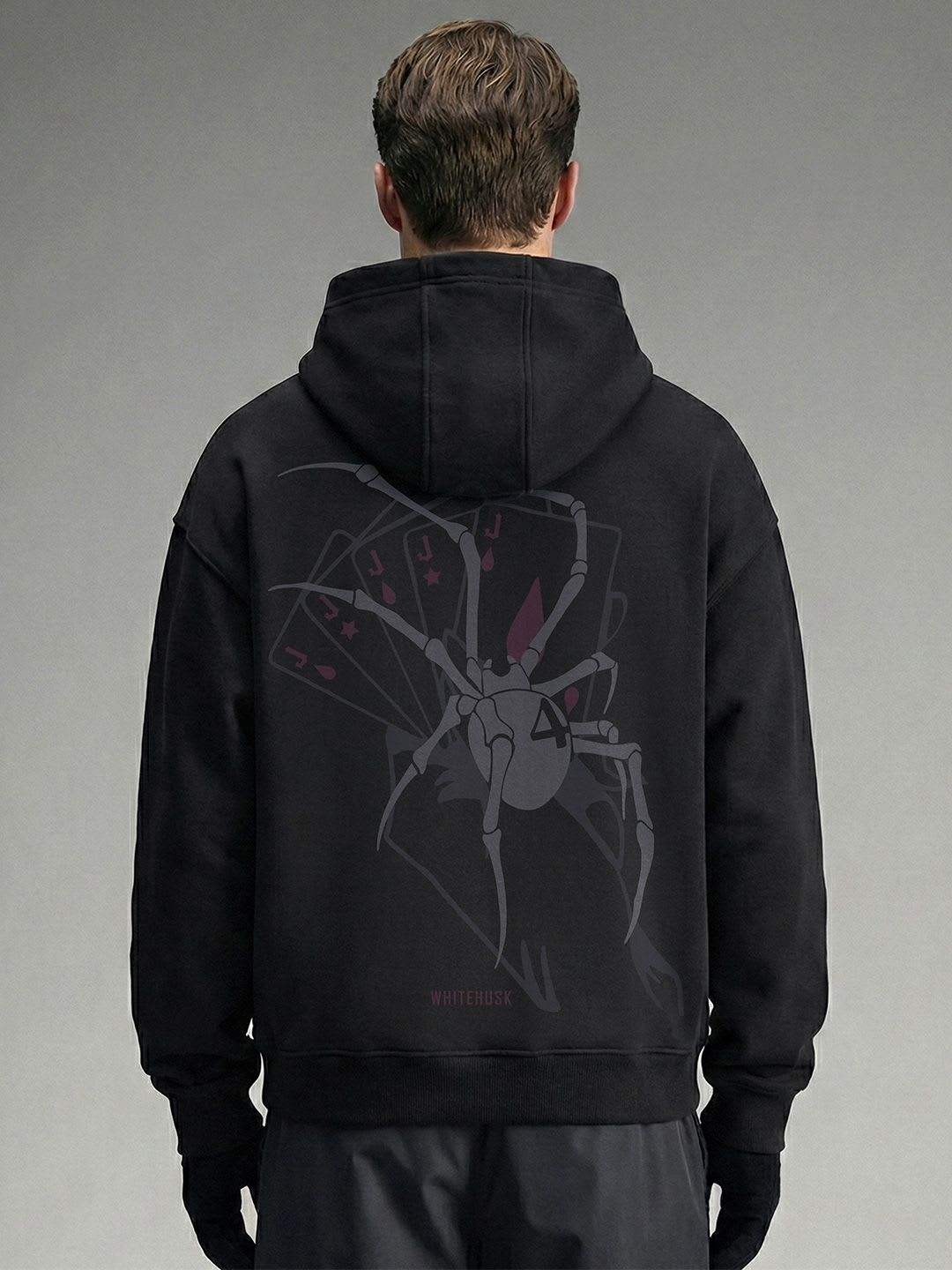 WHITE HUSK Bungee Gum Hunter x Hunter Black Anime Printed Cotton Oversized Hoodie - default view