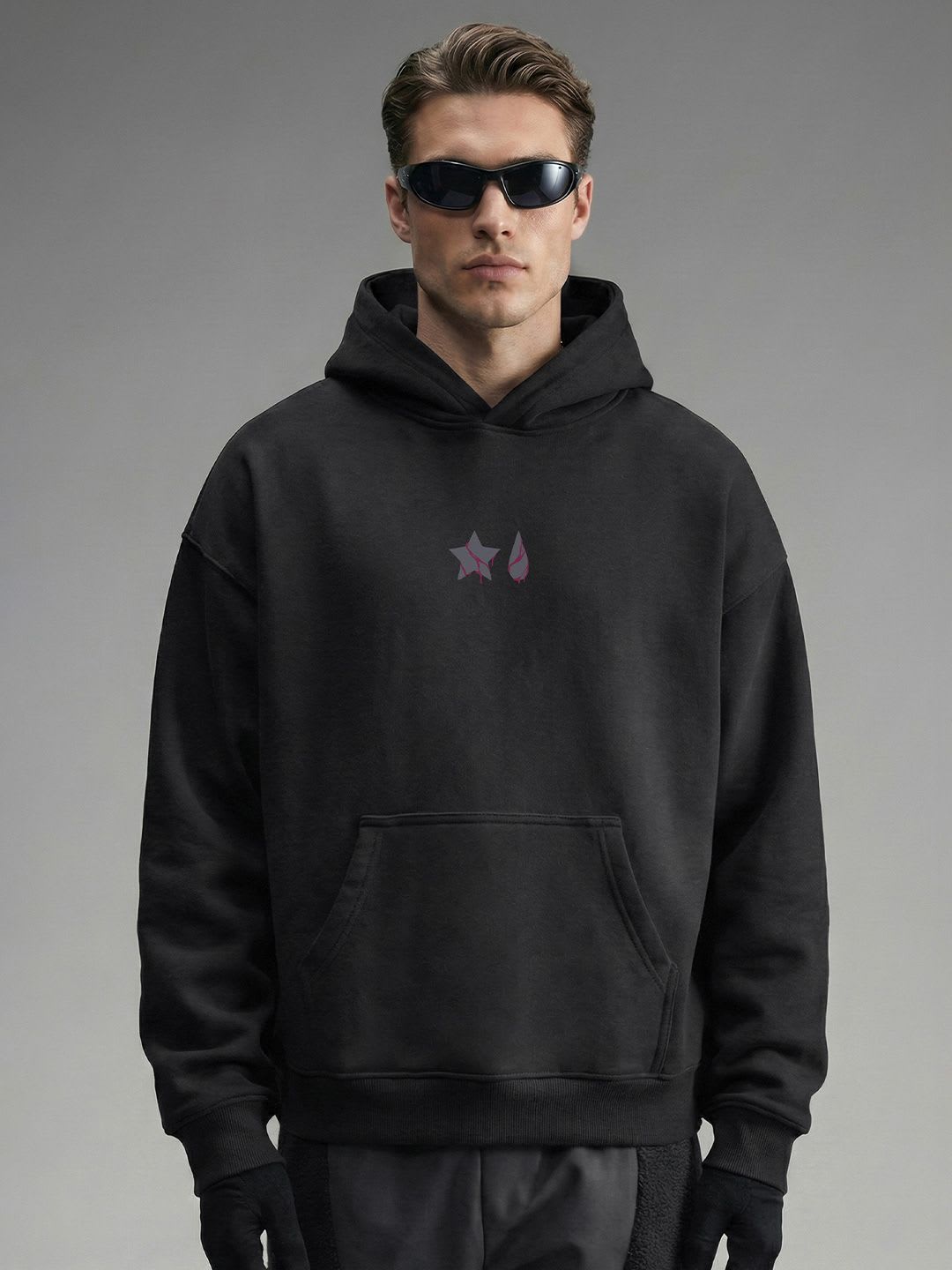 WHITE HUSK Bungee Gum Hunter x Hunter Black Anime Printed Cotton Oversized Hoodie - back view