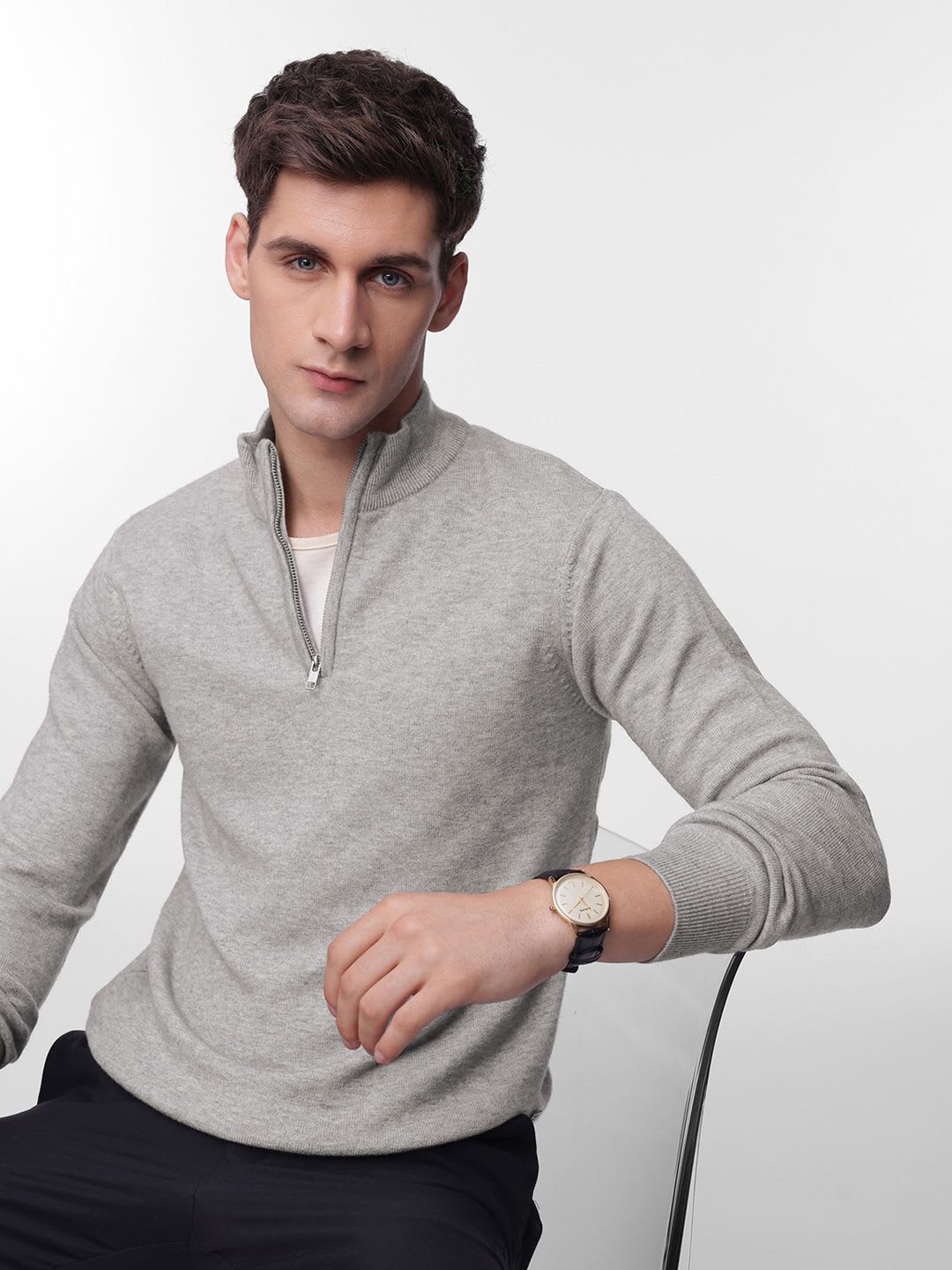 French Connection Half Zipper Ribbed Pullover Sweatshirt - default view