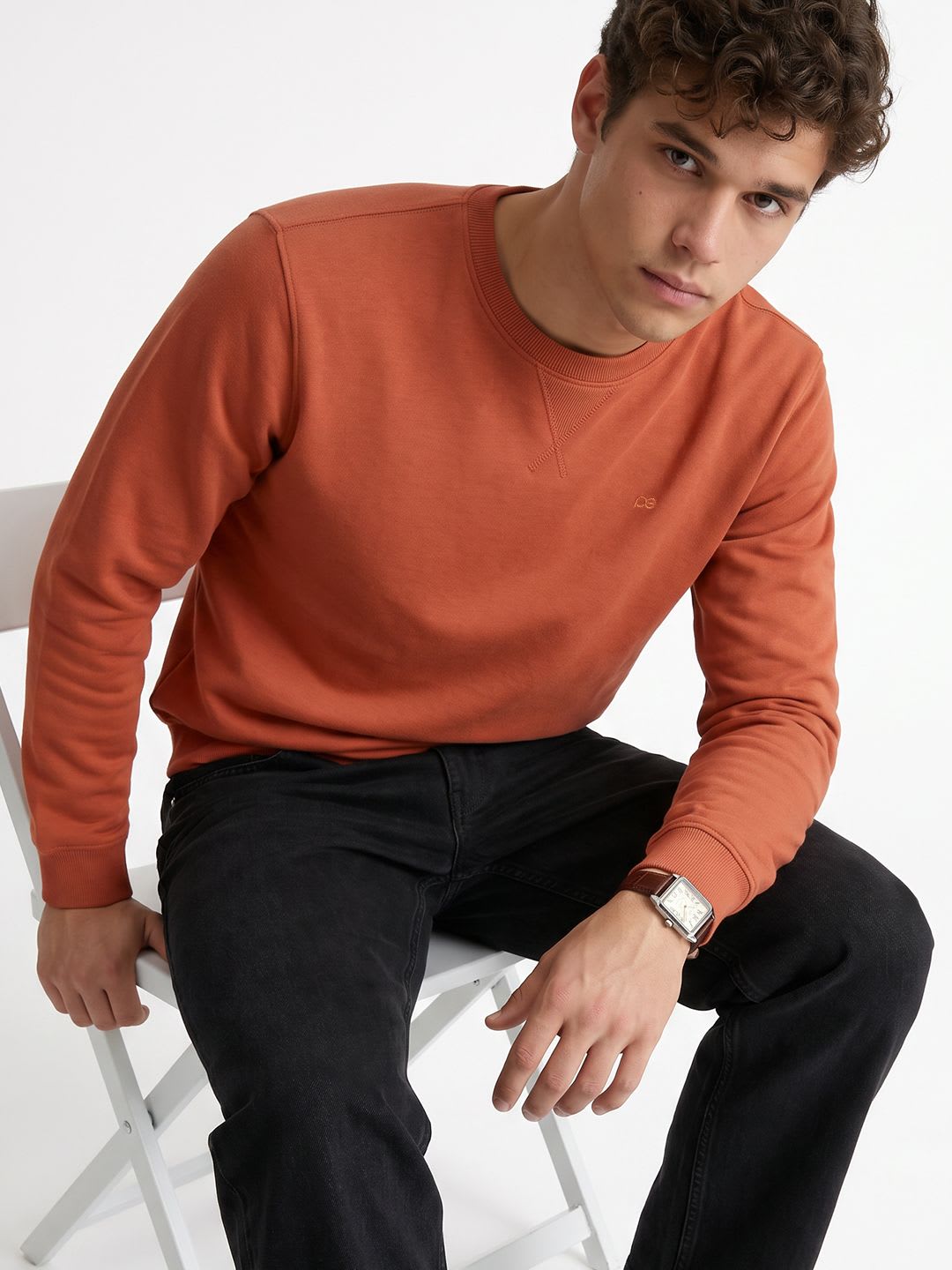 Peter England Round Neck Knitted Sweatshirt - default view