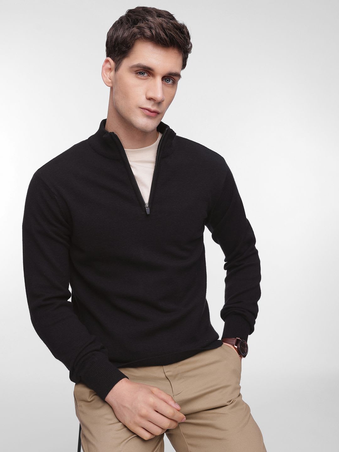 French Connection Half Zipper Ribbed Pullover Sweatshirt - default view