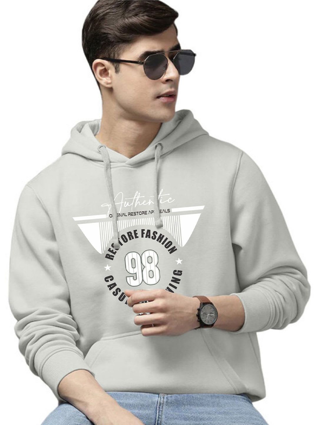 WOOSTRO Men Printed Hooded Sweatshirt - default view