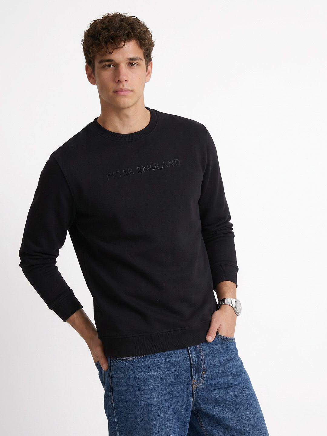 Peter England Brand Logo Printed Sweatshirt - default view