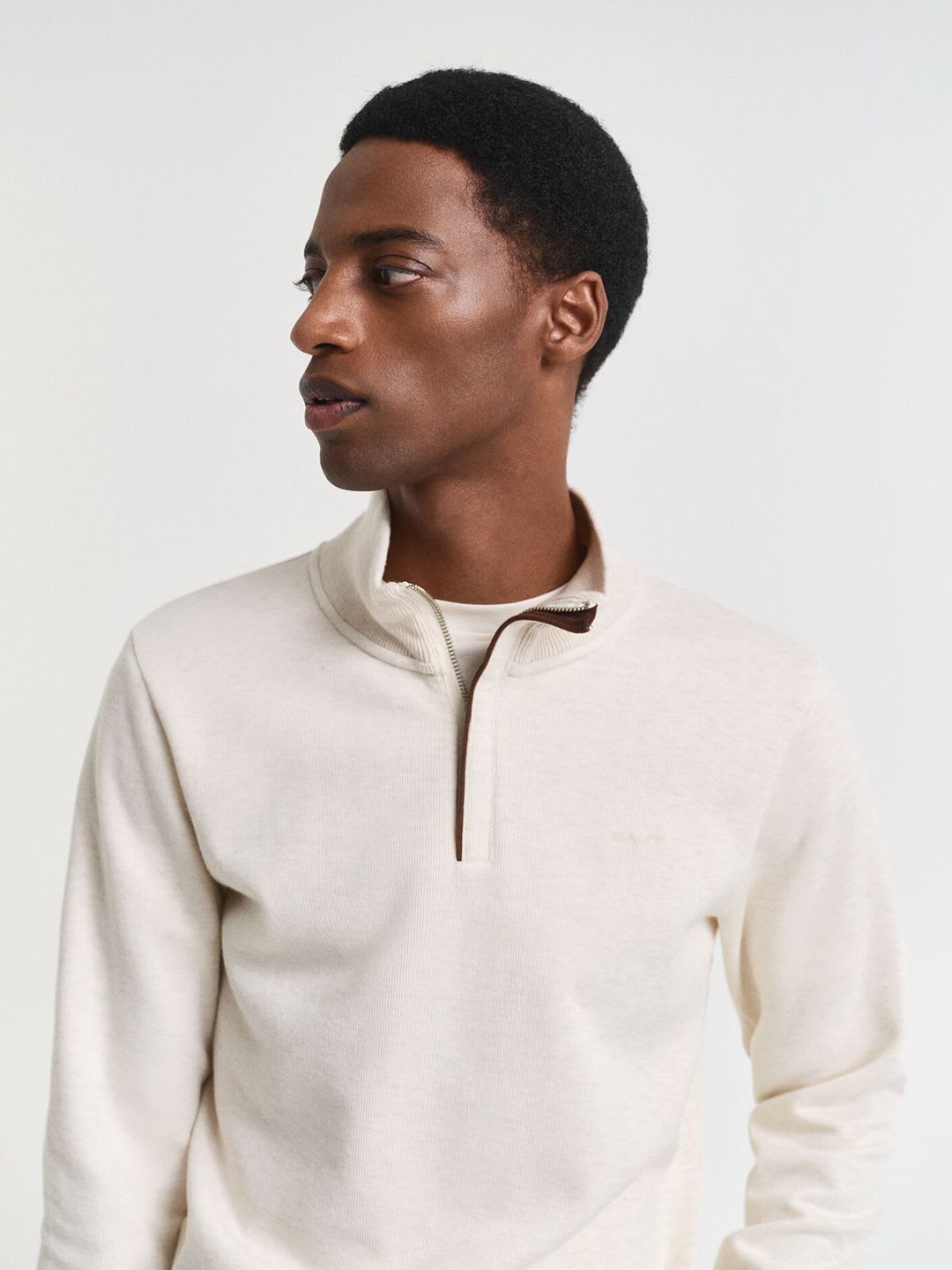 GANT Men Mock Neck Regular Fit Sacker Rib Half Zip Sweatshirt - default view