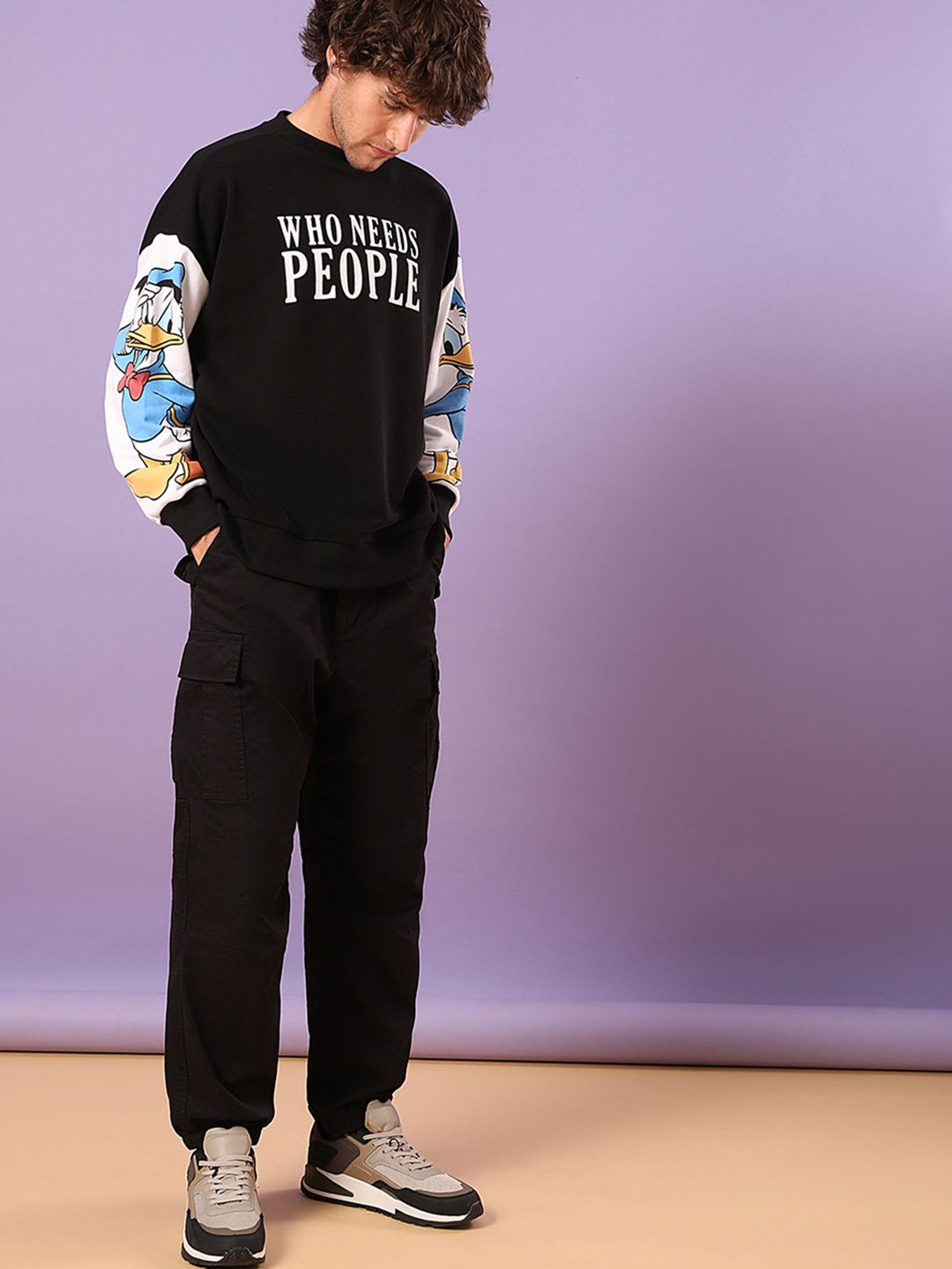 Bewakoof Men Oversized Fit Printed Sweatshirt - left view