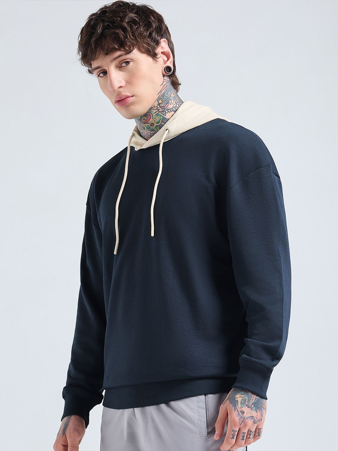 Bewakoof Men Hooded Oversized Sweatshirt - back view