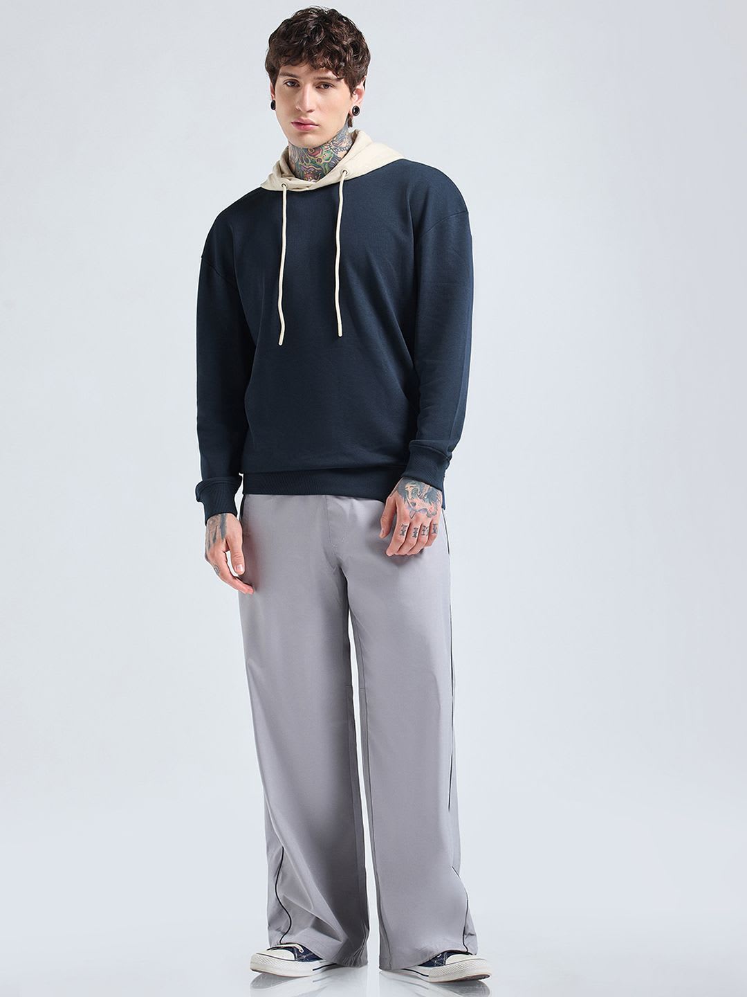 Bewakoof Men Hooded Oversized Sweatshirt - left view
