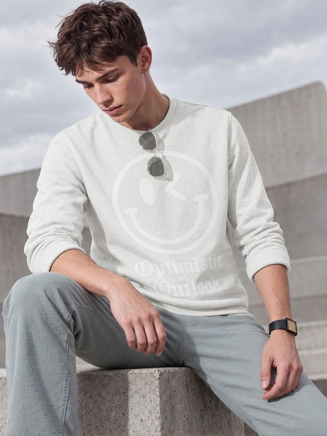 SmileyWorld Men Printed Sweatshirt - default view