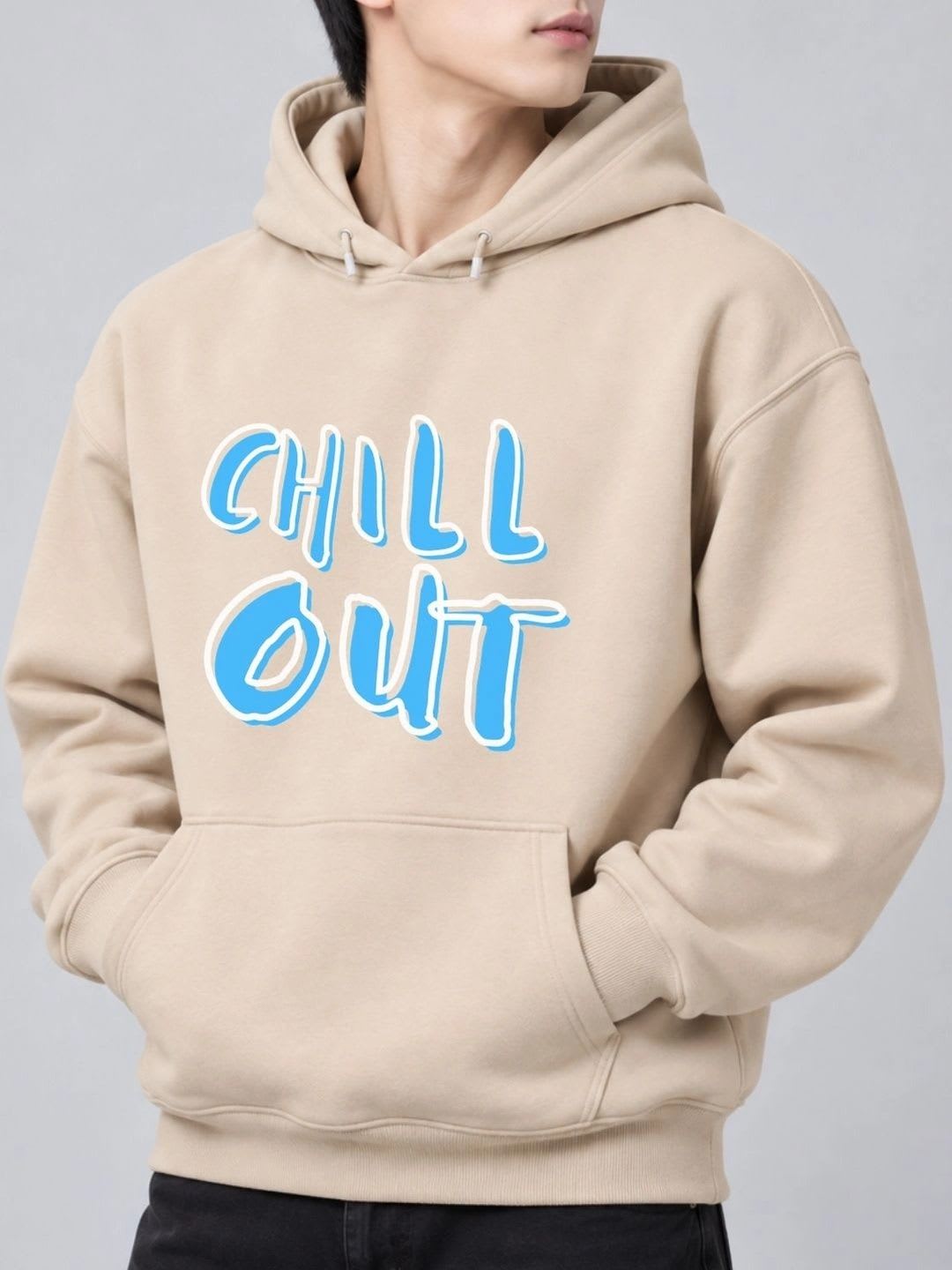 HERE&NOW X Cool Plus Men Printed Hooded Sweatshirt - back view
