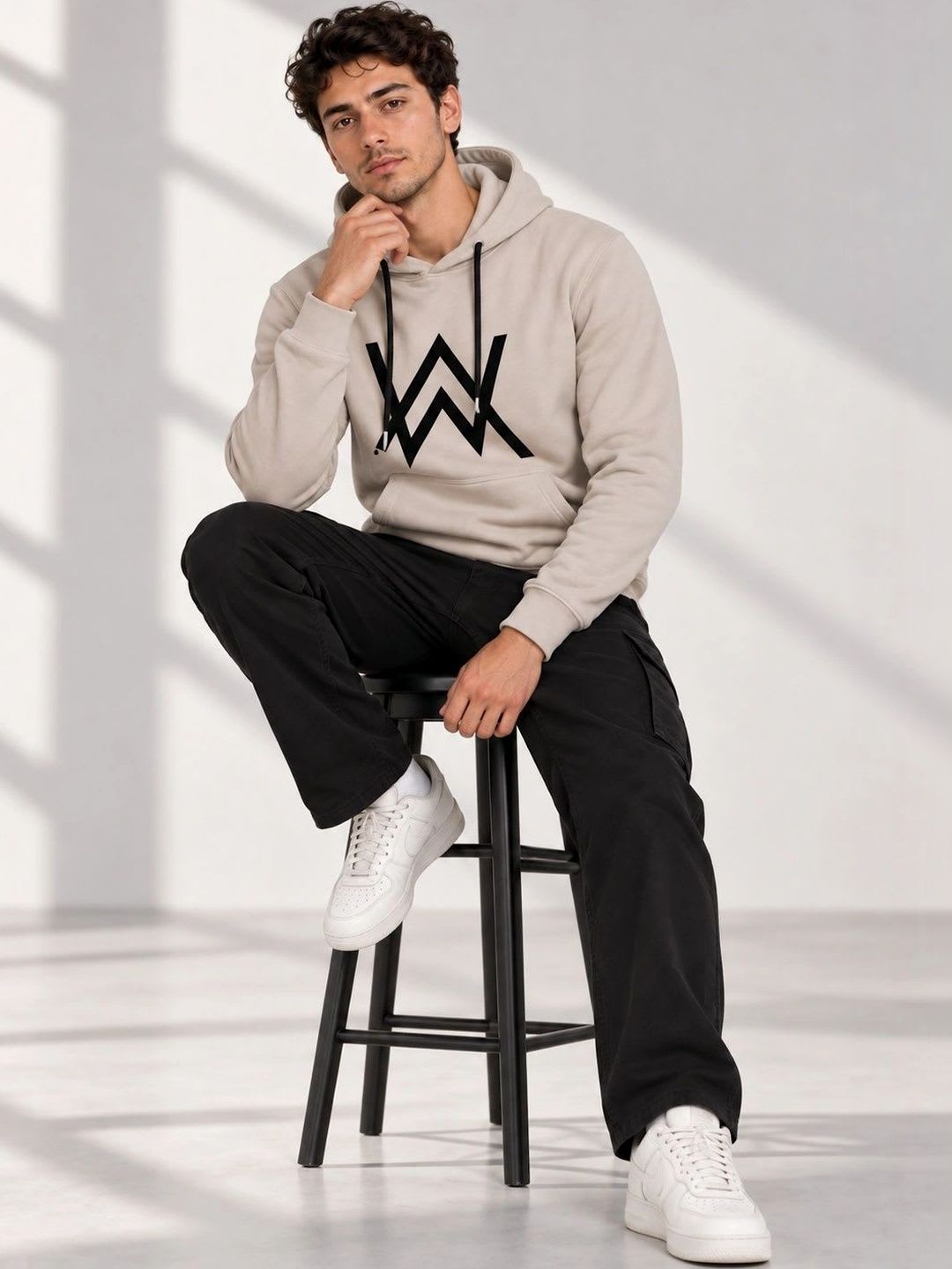Roadster Men Printed Hooded Sweatshirt - back view