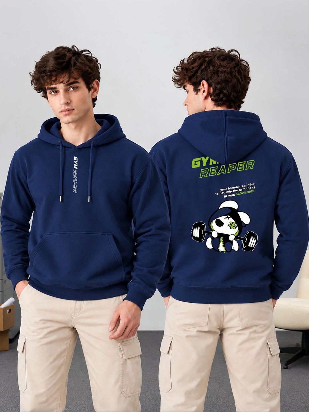 SLOWLORIS Men Printed Hooded Sweatshirt - default view