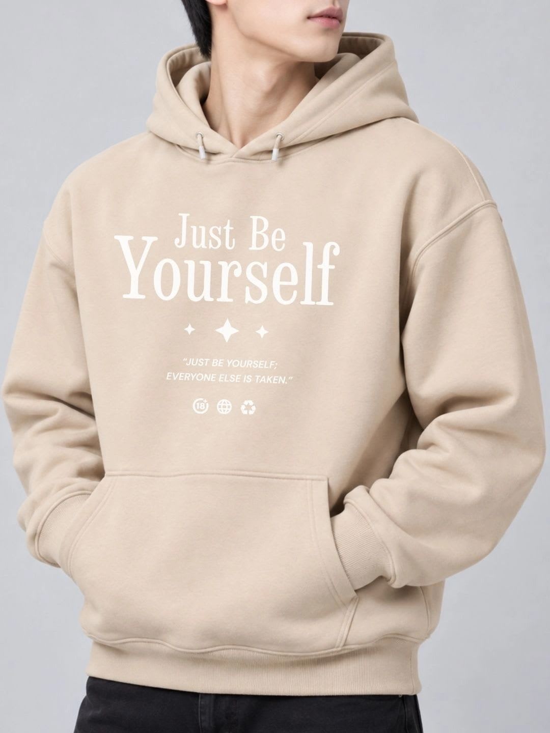HERE&NOW X Cool Plus Men Printed Hooded Sweatshirt - back view