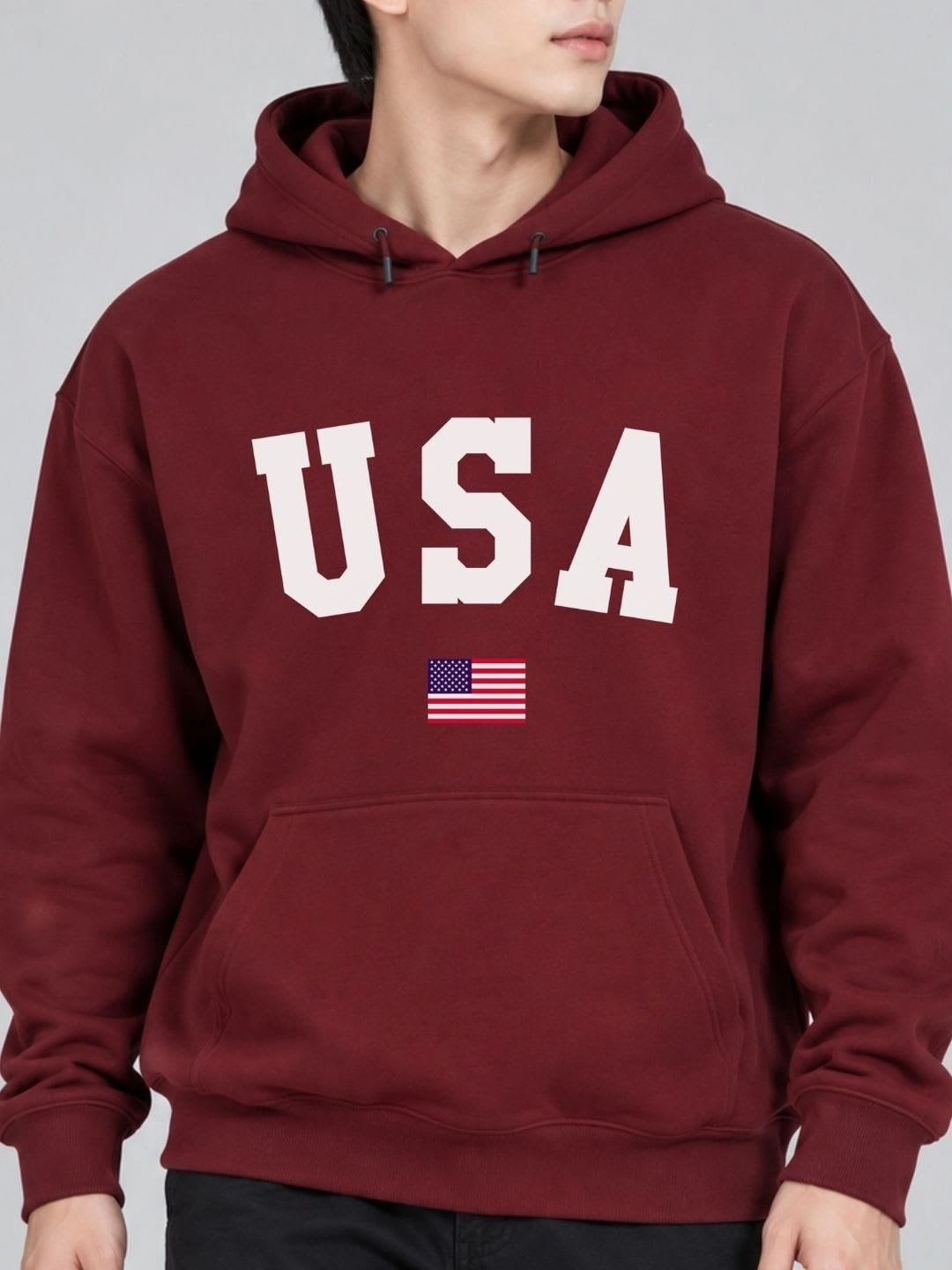 HERE&NOW X Cool Plus Men Printed Hooded Sweatshirt - back view