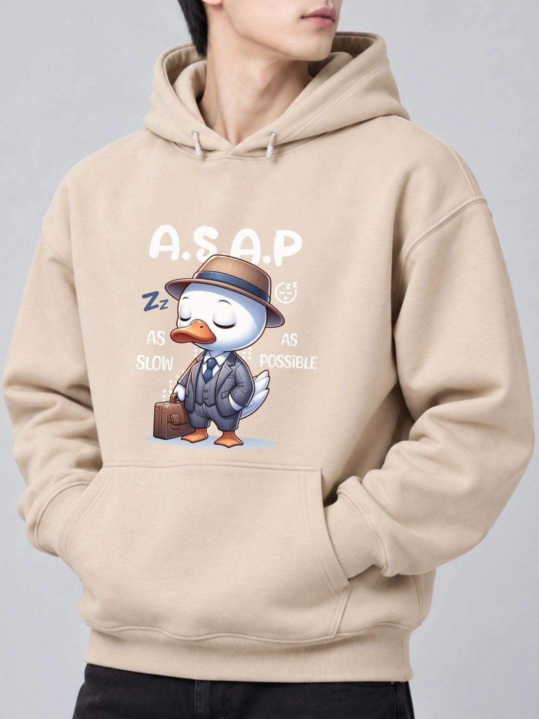 HERE&NOW X Cool Plus Men Printed Hooded Sweatshirt - back view