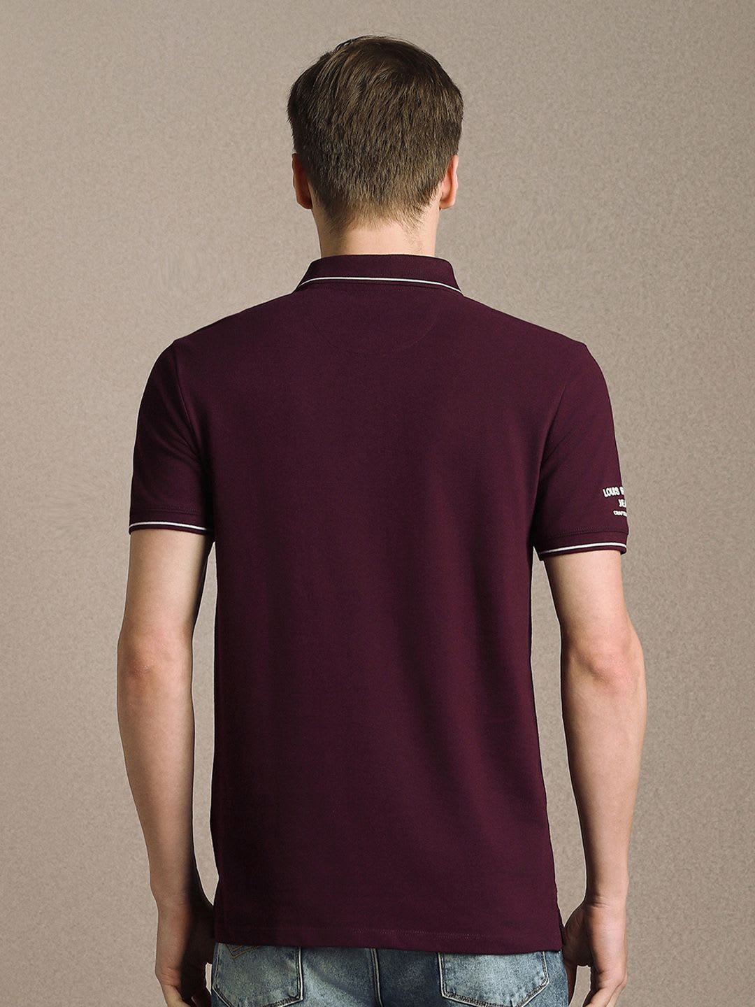Louis Philippe Jeans Men Slim Fit Collar Tipping & Arm Branding Half Sleeve Casual Tshirt - right view