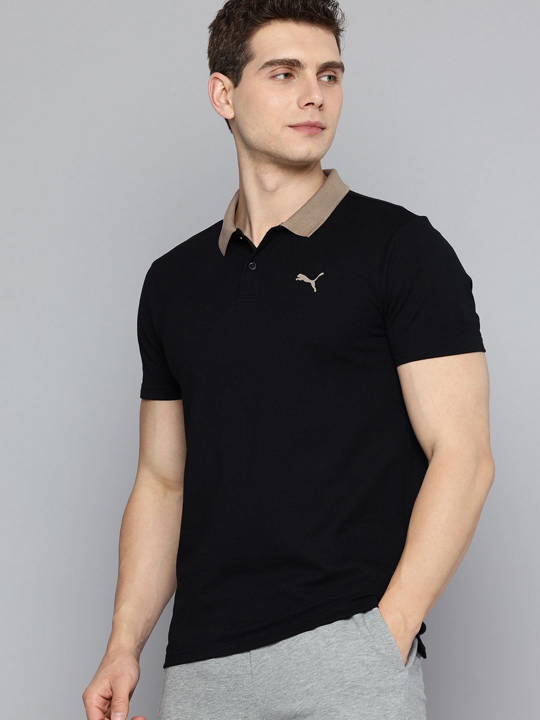 Puma Men ESS ELEVATED Slim Fit Polo Collar T-shirt - back view