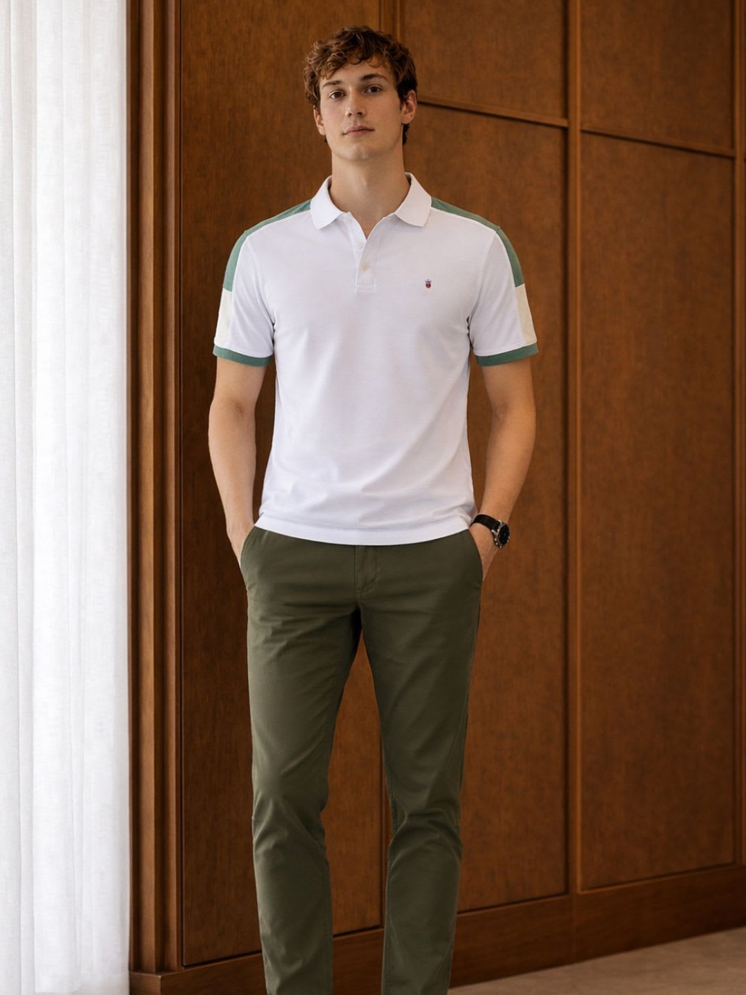 Louis Philippe Jeans Men Slim Fit Shoulder Color Block Half Sleeve Casual Tshirt - right view