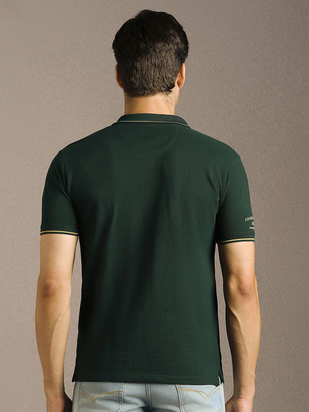 Louis Philippe Jeans Men Slim Fit Collar Tipping & Arm Branding Half Sleeve Tshirt - right view