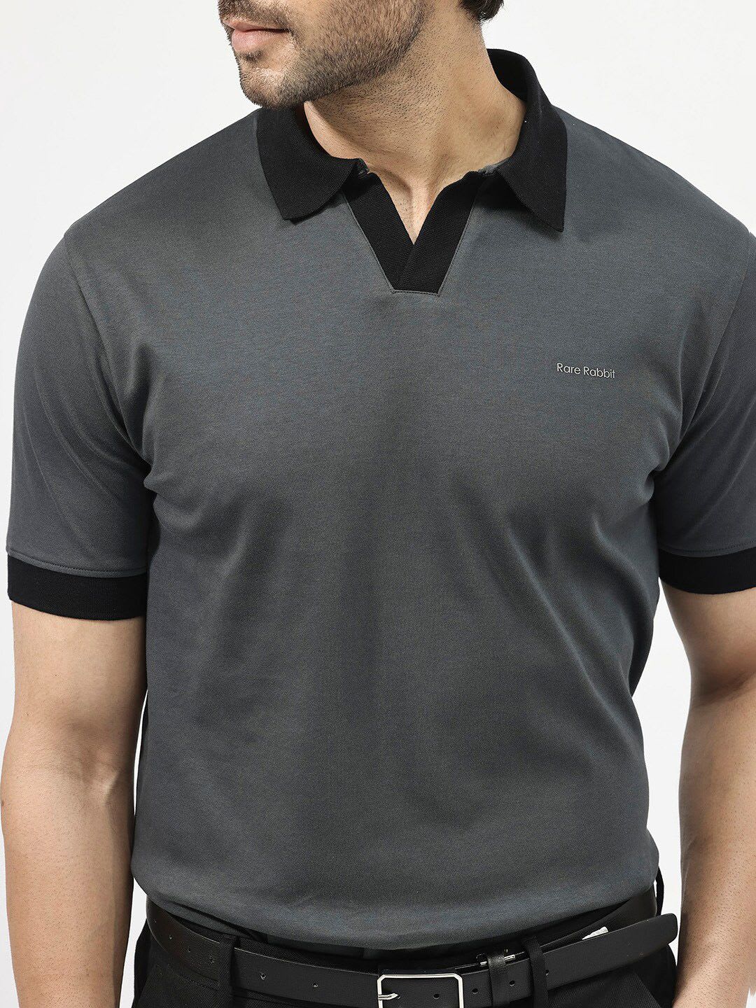 RARE RABBIT Men Carmelon Polo Collar Short Sleeves T-Shirt - back view