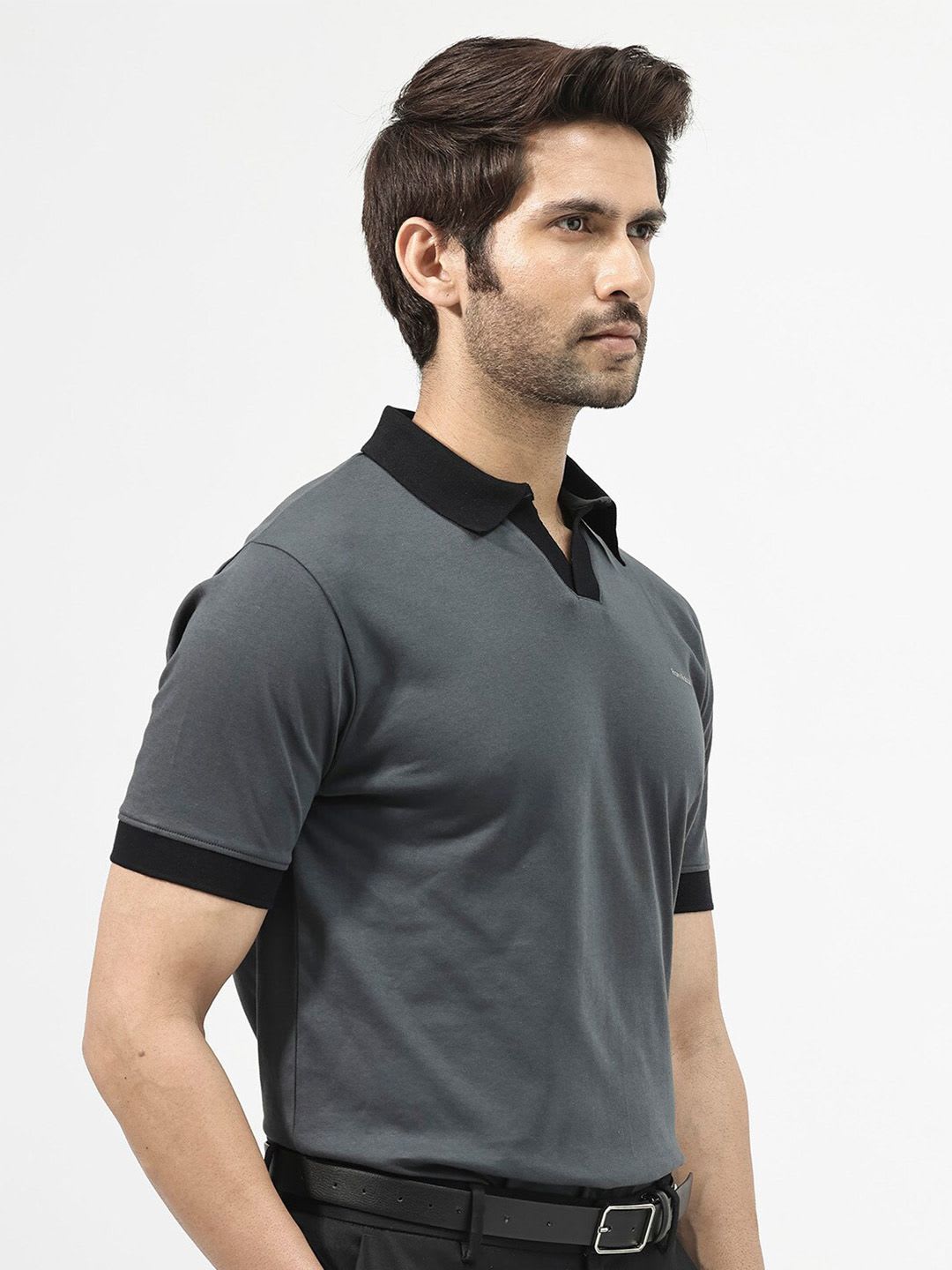 RARE RABBIT Men Carmelon Polo Collar Short Sleeves T-Shirt - right view