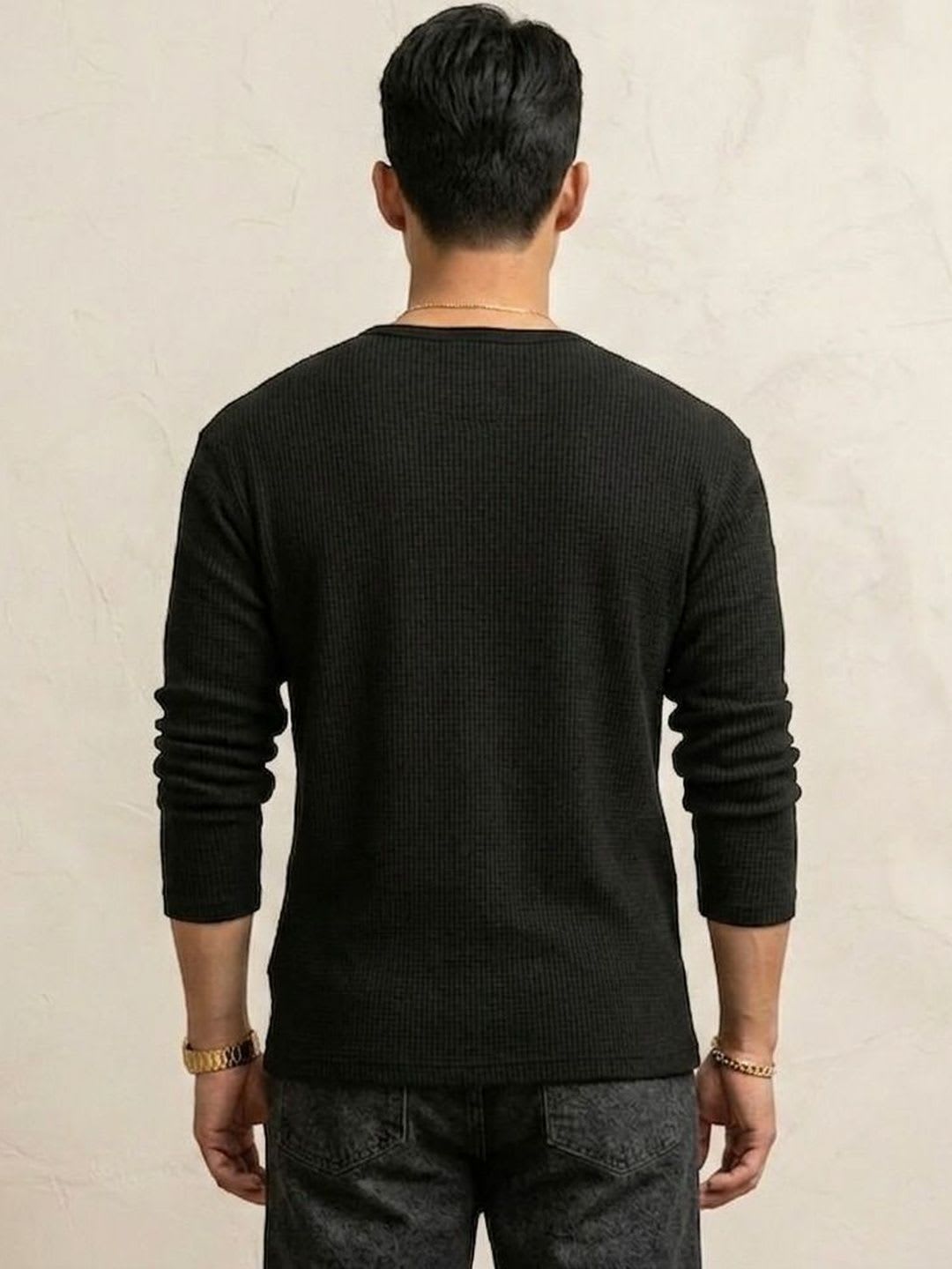 Imsa Moda Men Henley Neck T-shirt - back view