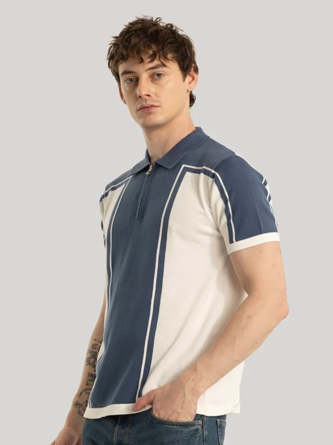 Snitch Niels Colourblocked Polo T-Shirts - back view