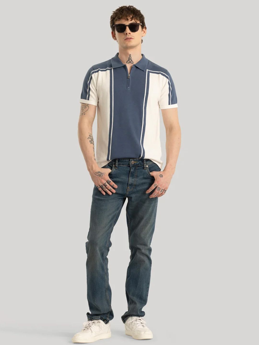 Snitch Niels Colourblocked Polo T-Shirts - left view
