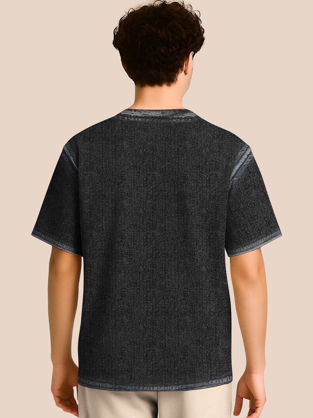 BULLMER Pack Of 2 Typography Printed Crew Neck Drop Shoulder Oversized T-shirts - right view