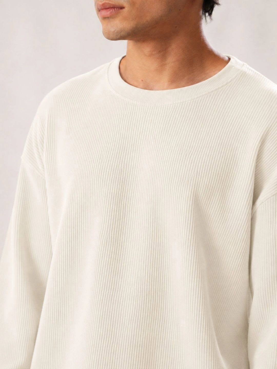 BEOVER Men's Boxy Fit Self Design Round Neck T-shirt - left view