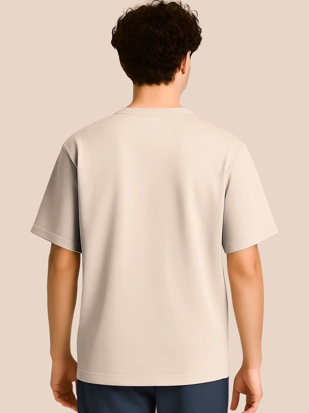 BULLMER Pack Of 2 Typography Printed Crew Neck Drop Shoulder Oversized T-shirts - right view
