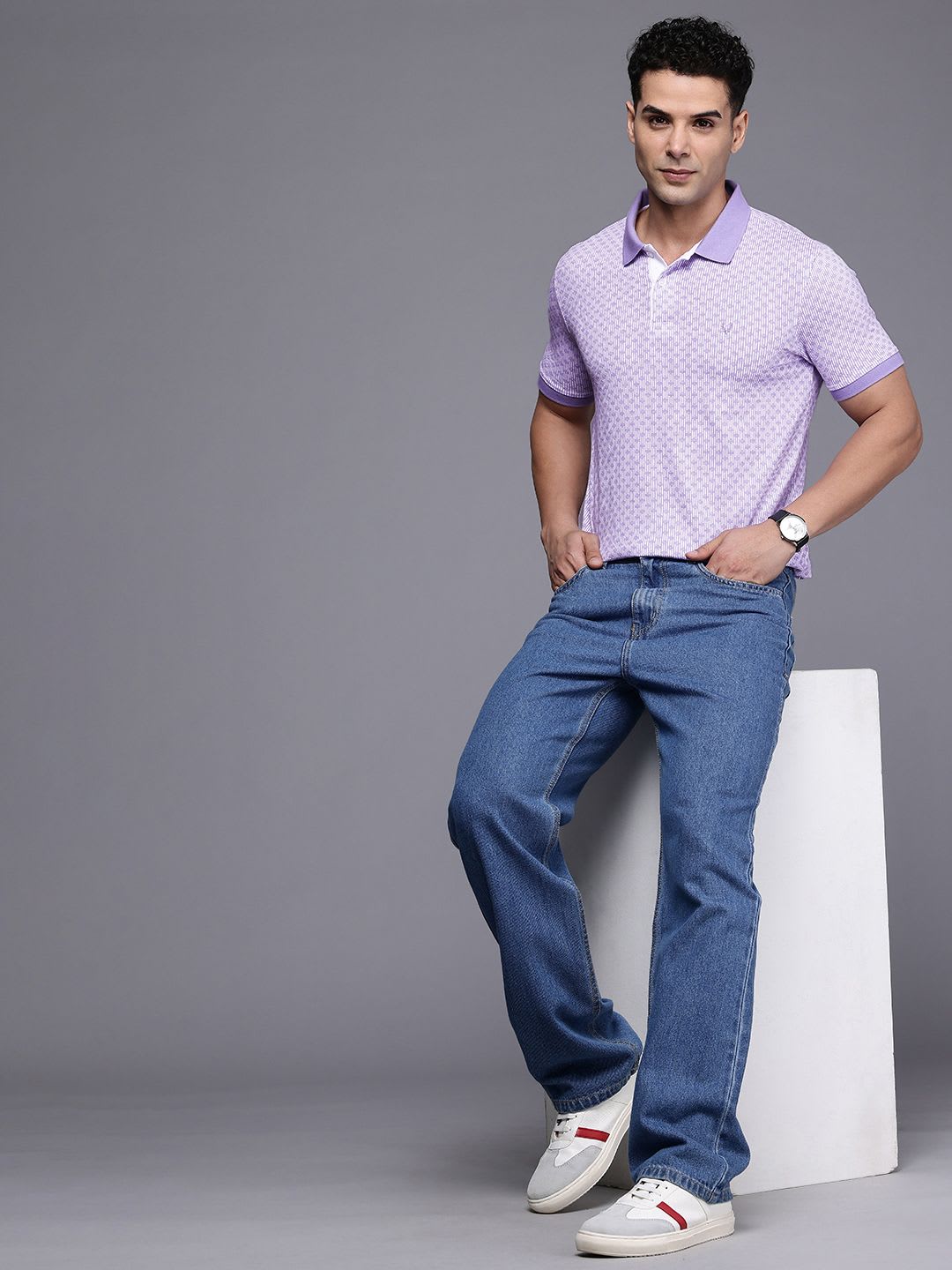 Allen Solly Printed Polo Collar Pure Cotton T-shirt - left view