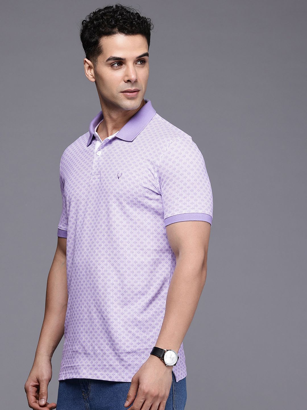 Allen Solly Printed Polo Collar Pure Cotton T-shirt - back view