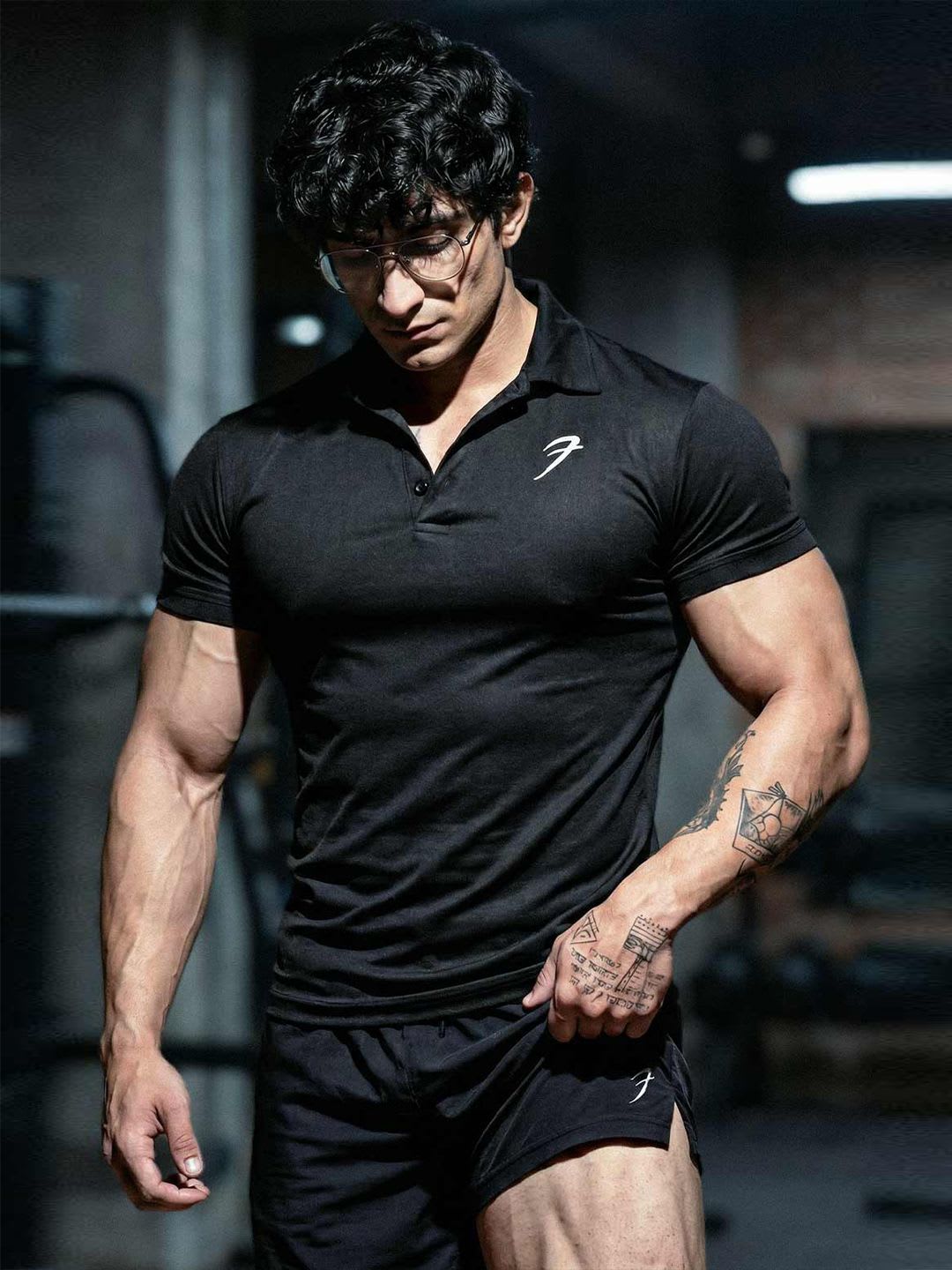 FUAARK Men Black Polo Slim Fit Training Collar T-shirt - default view