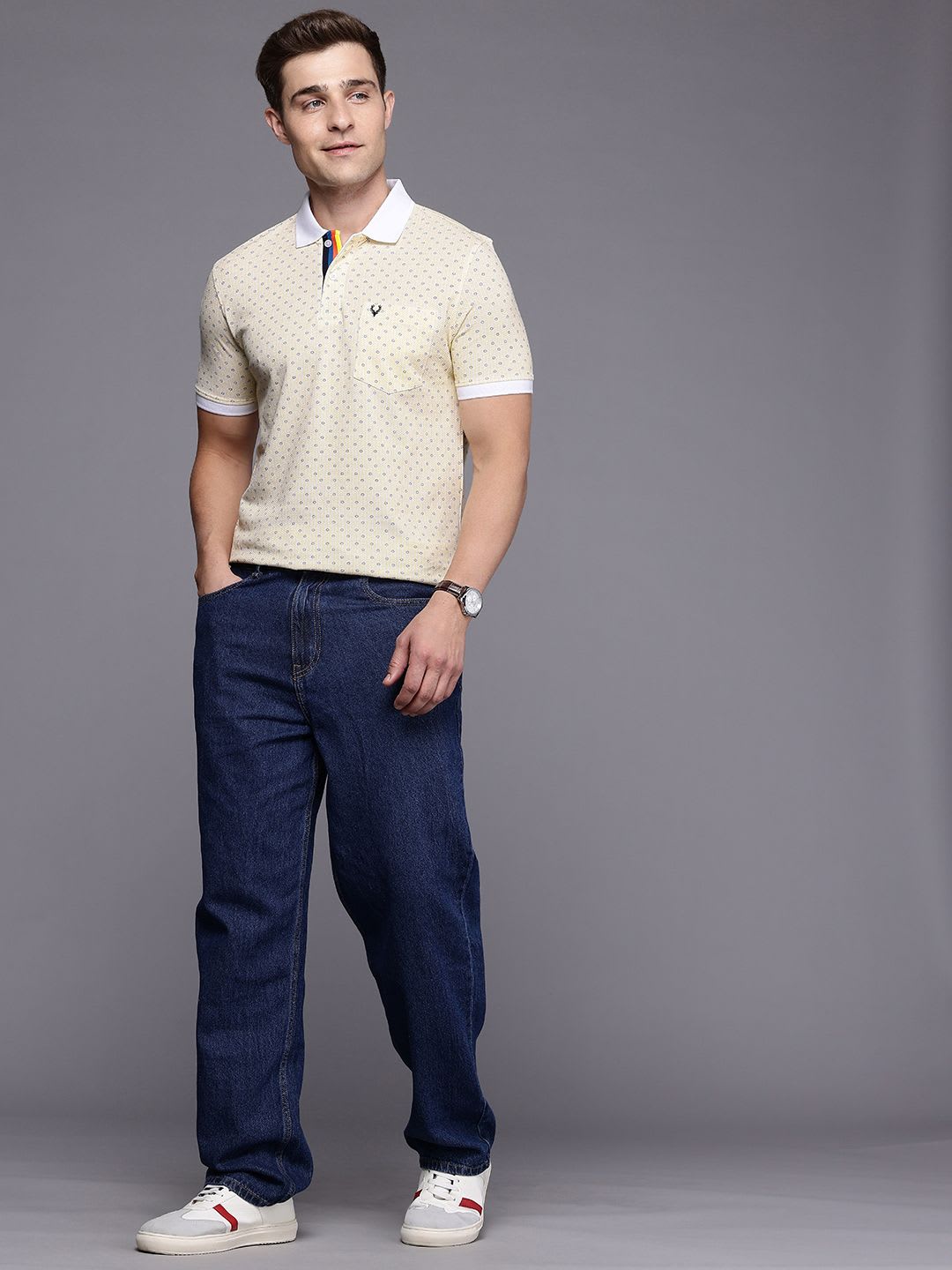 Allen Solly Printed Polo Collar Pure Cotton T-shirt - left view