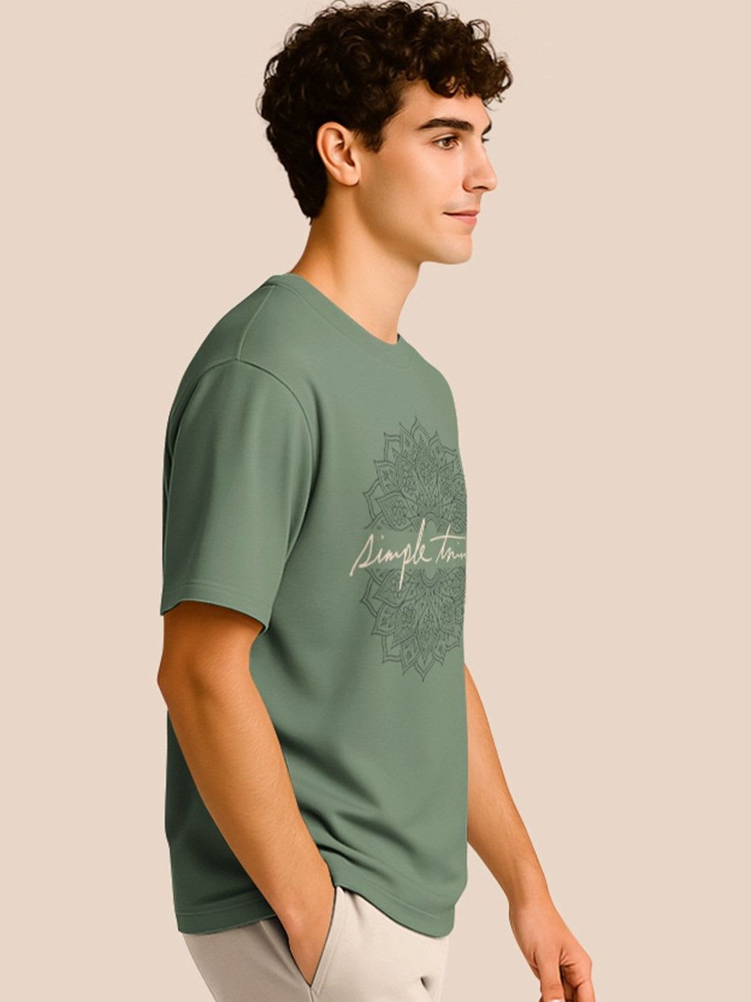 BULLMER Pack Of 2 Graphic Printed Crew Neck Drop Shoulder Oversized T-shirts - back view