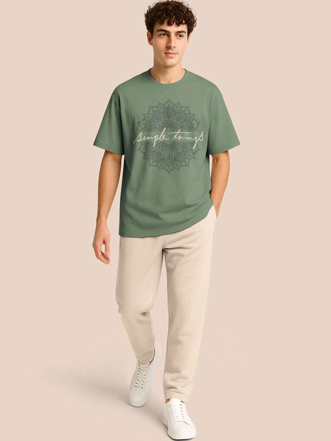 BULLMER Pack Of 2 Graphic Printed Crew Neck Drop Shoulder Oversized T-shirts - left view